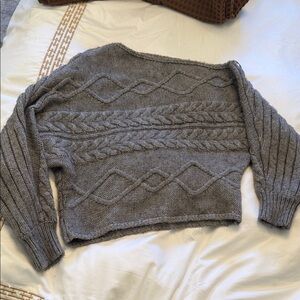 Cozy Cable Knit off the shoulderWomen's Sweater - Gray